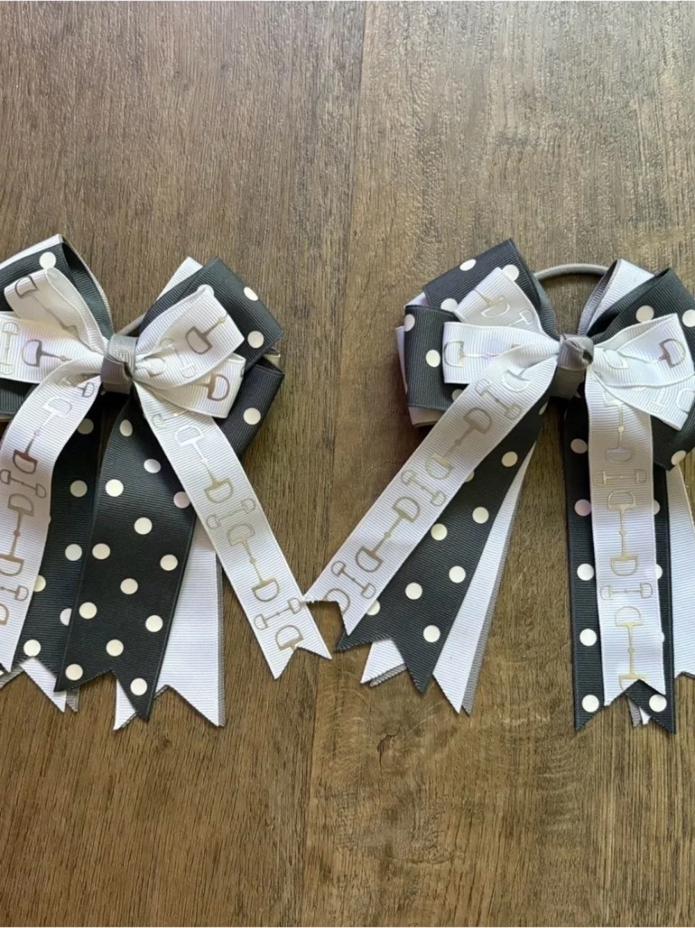 Black & White Polka Dot Hair Bows for Kids - Set of 2